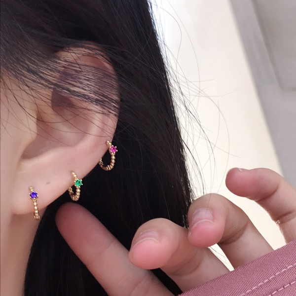 14K/10K 金  カラフルイヤピン-054