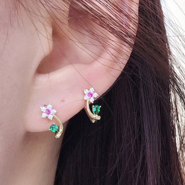 14K/10K 金  カラフルイヤピン-078