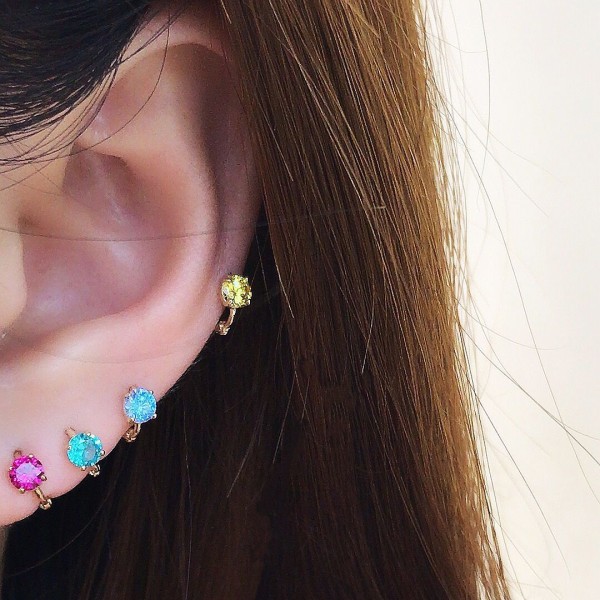 14K/10K 金  カラフルイヤピン-167