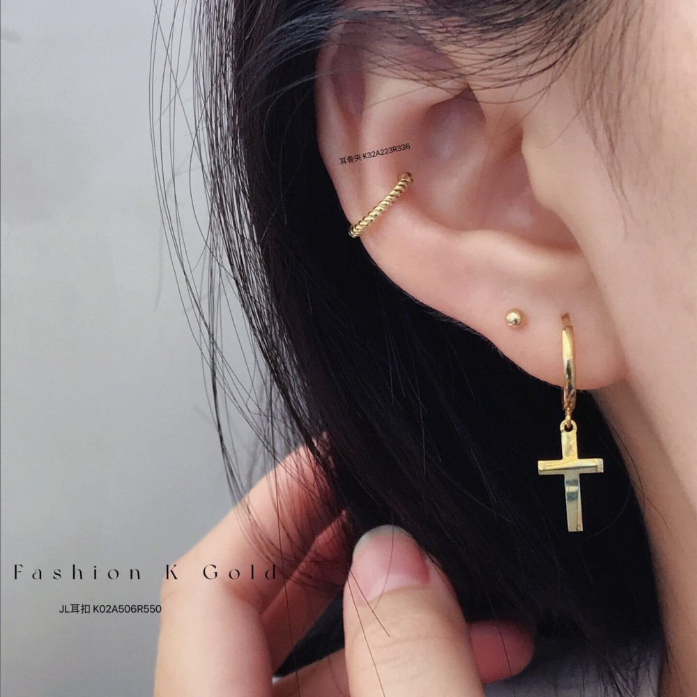 つや出しイヤリング 14K 金-020
