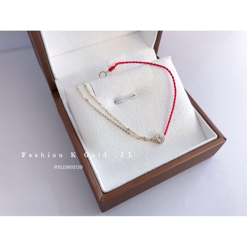  赤黒手紐 ブレスレット  14K 金-001