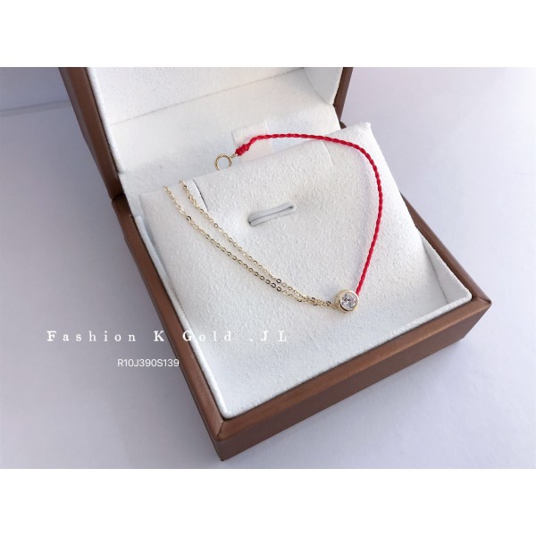  赤黒手紐 ブレスレット  14K 金-001
