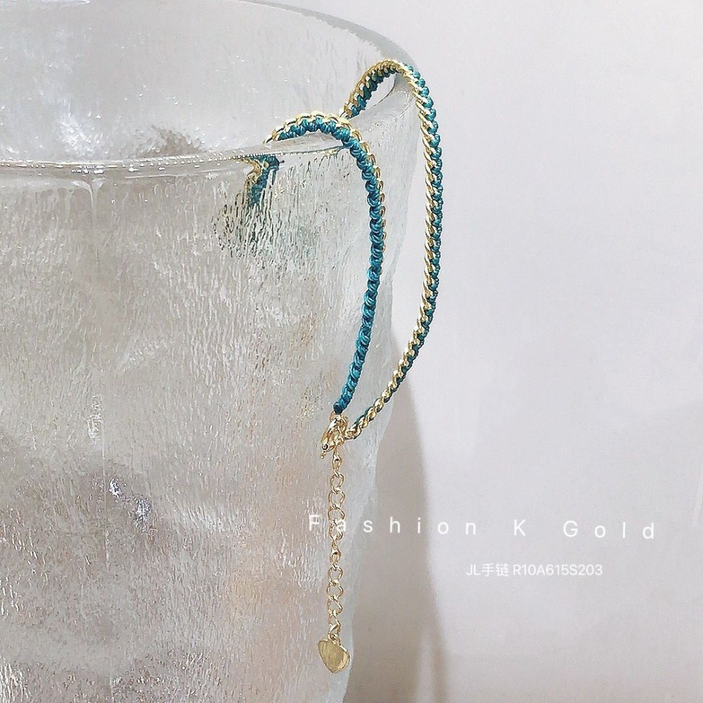  赤黒手紐 ブレスレット  14K 金-002