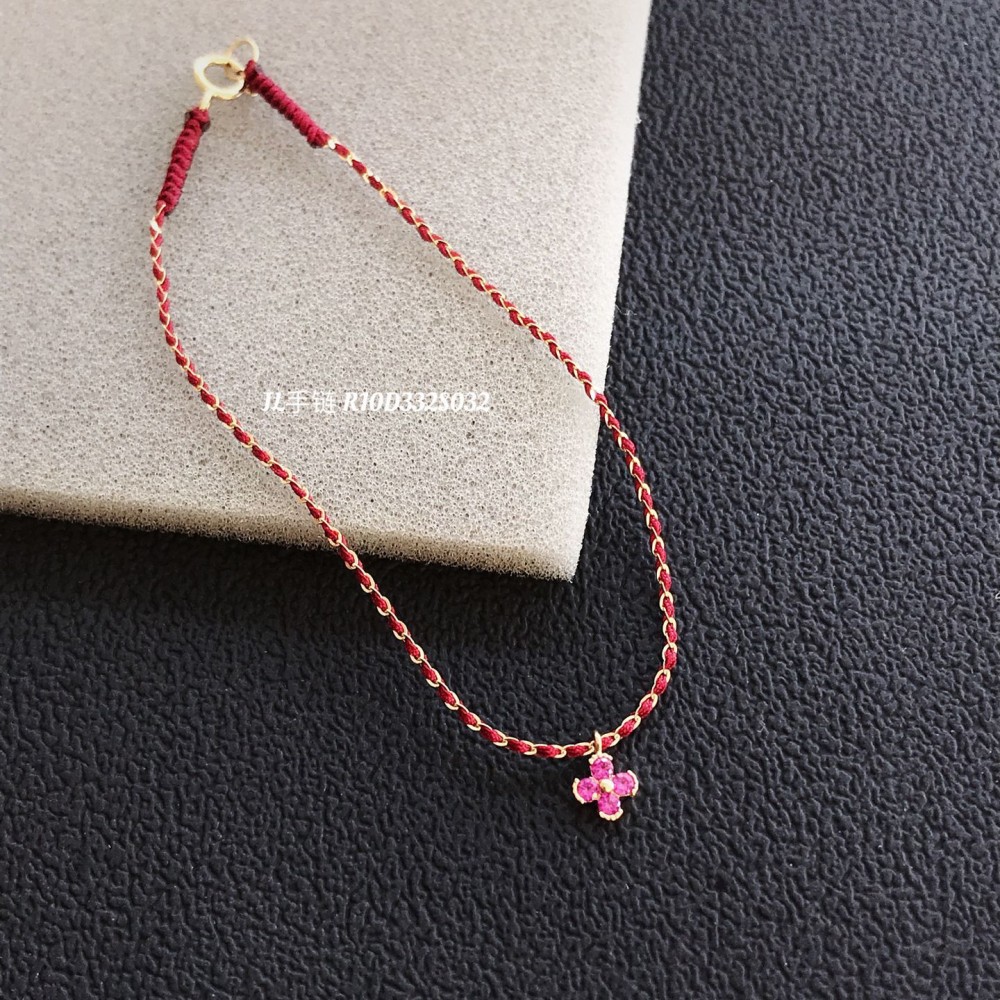  赤黒手紐 ブレスレット  14K 金-015