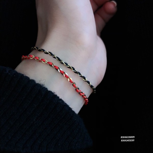  赤黒手紐 ブレスレット  14K 金-021