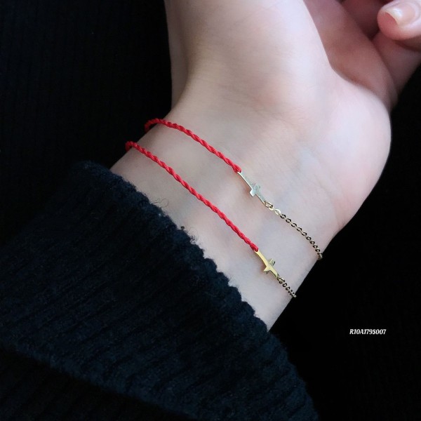  赤黒手紐 ブレスレット  14K 金-022