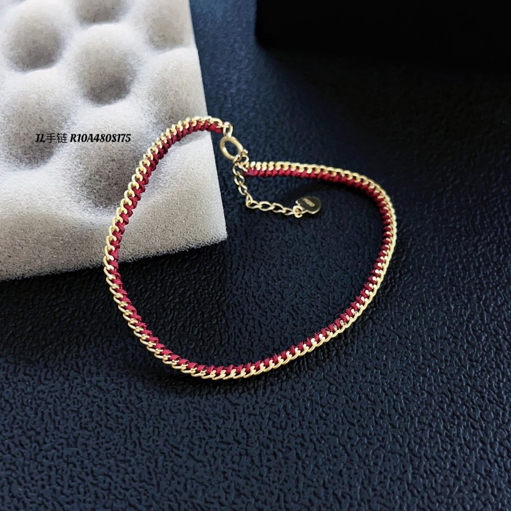  赤黒手紐 ブレスレット  14K 金-030