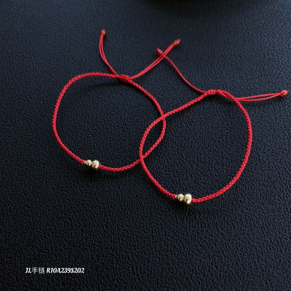  赤黒手紐 ブレスレット  14K 金-033