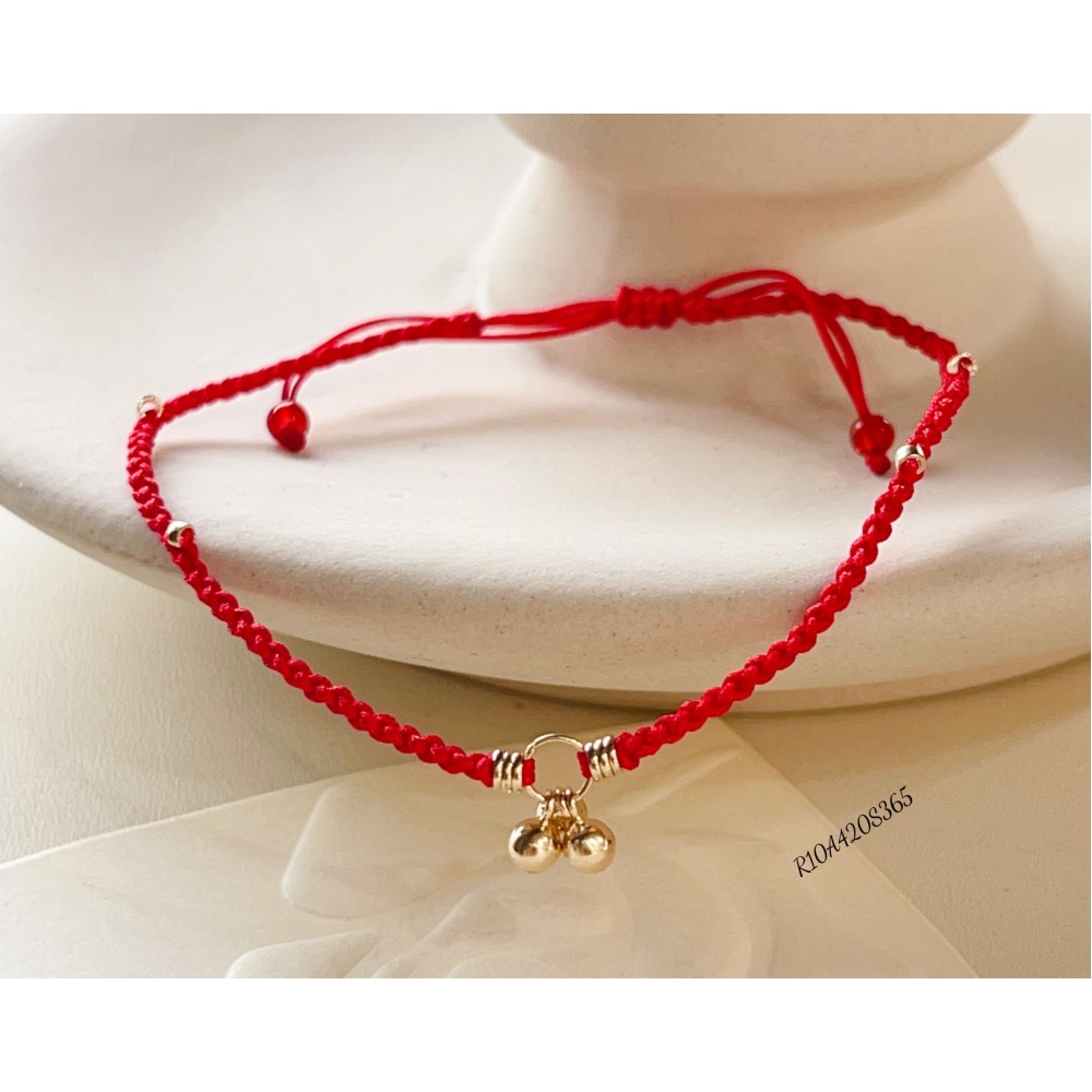  赤黒手紐 ブレスレット  14K 金-034