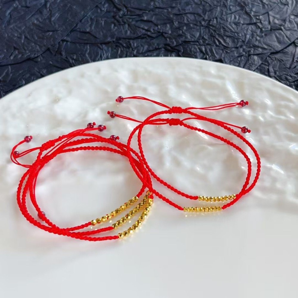  赤黒手紐 ブレスレット  14K 金-036