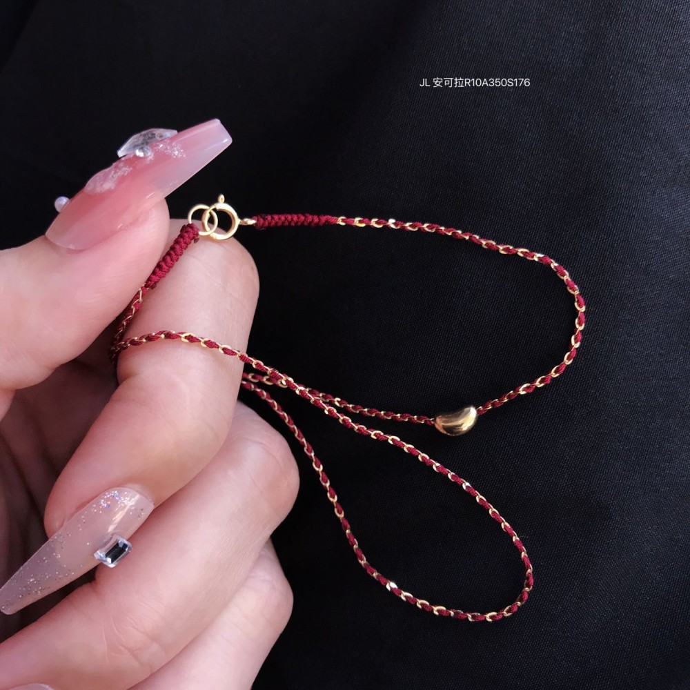  赤黒手紐 ブレスレット  14K 金-037