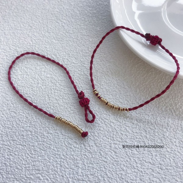  赤黒手紐 ブレスレット  14K 金-045