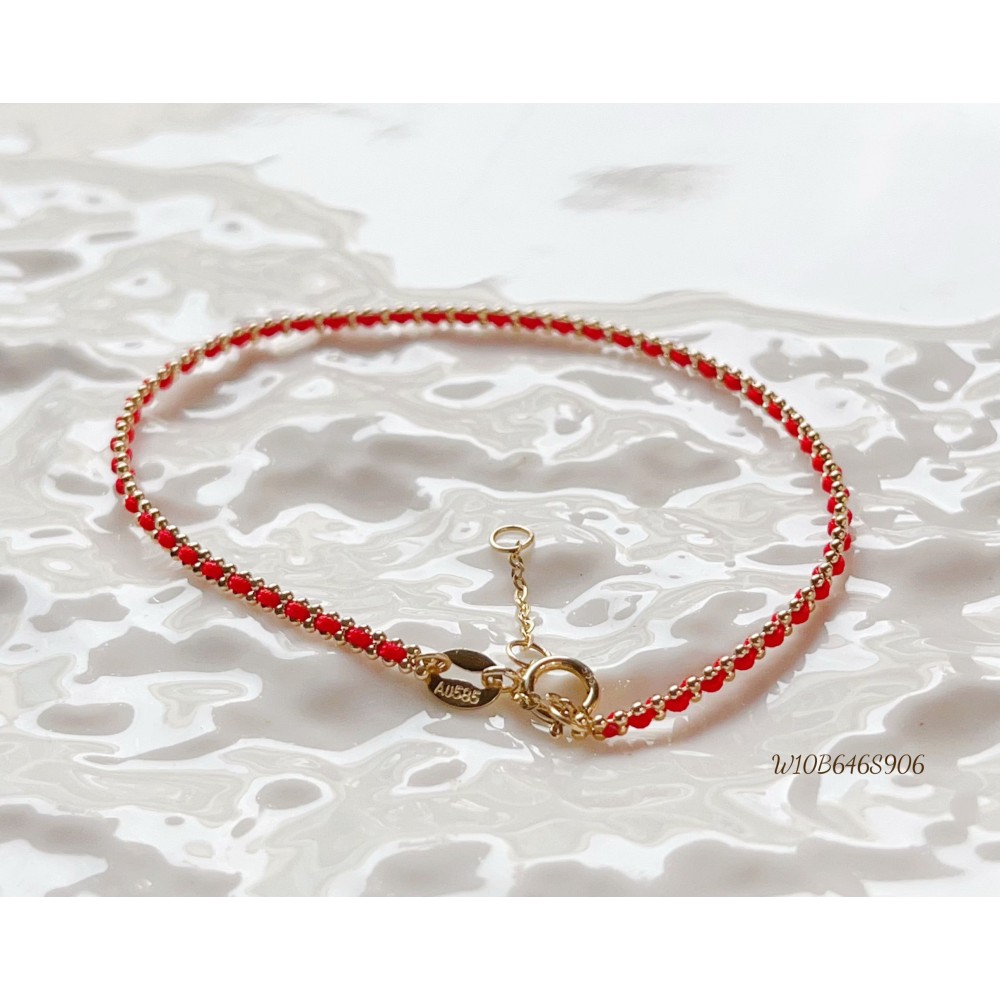  赤黒手紐 ブレスレット  14K 金-047