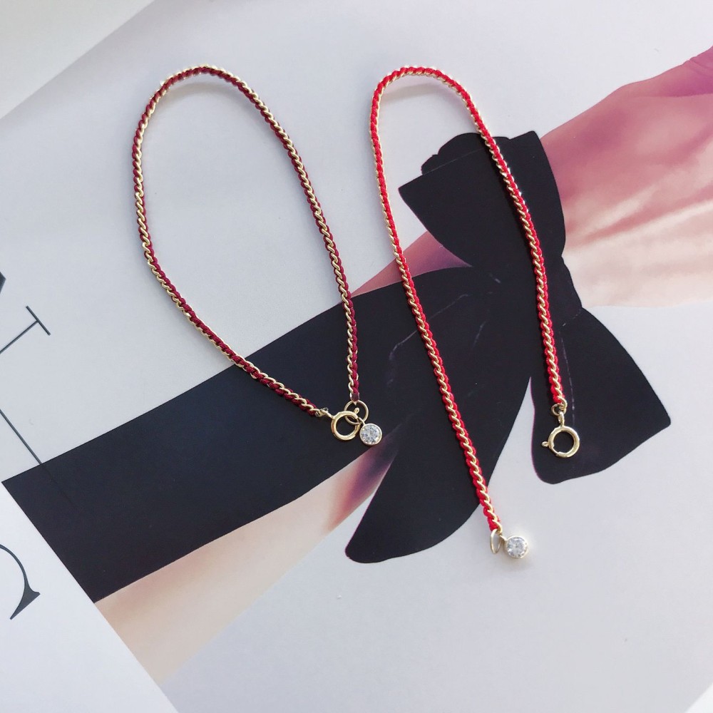  赤黒手紐 ブレスレット  14K 金-050