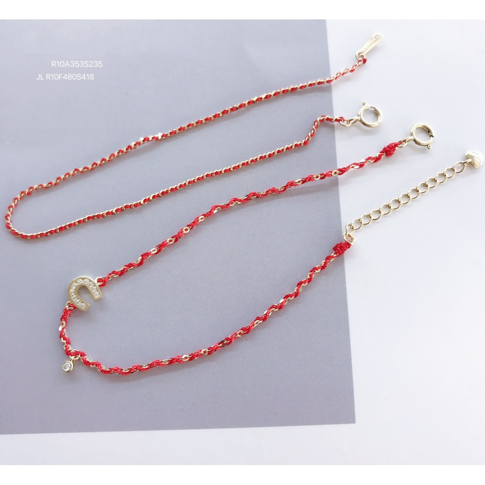  赤黒手紐 ブレスレット  14K 金-051