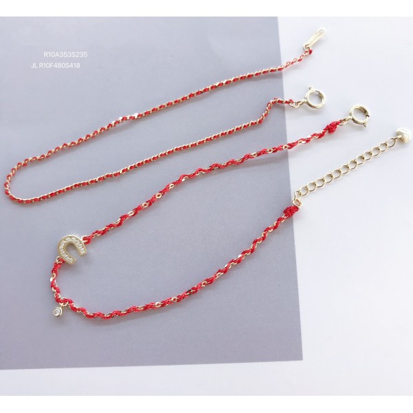  赤黒手紐 ブレスレット  14K 金-051