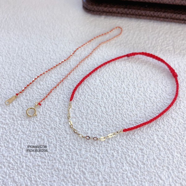  赤黒手紐 ブレスレット  14K 金-054
