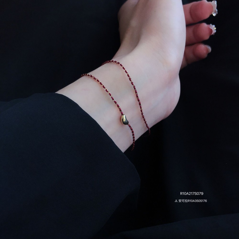  赤黒手紐 ブレスレット  14K 金-056