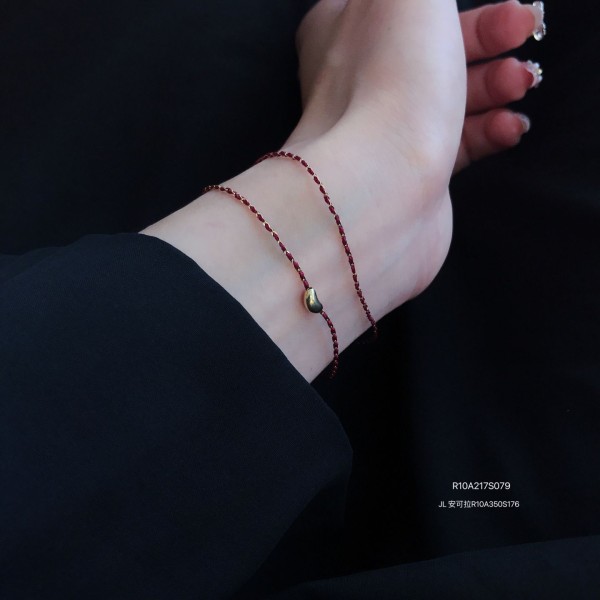  赤黒手紐 ブレスレット  14K 金-056