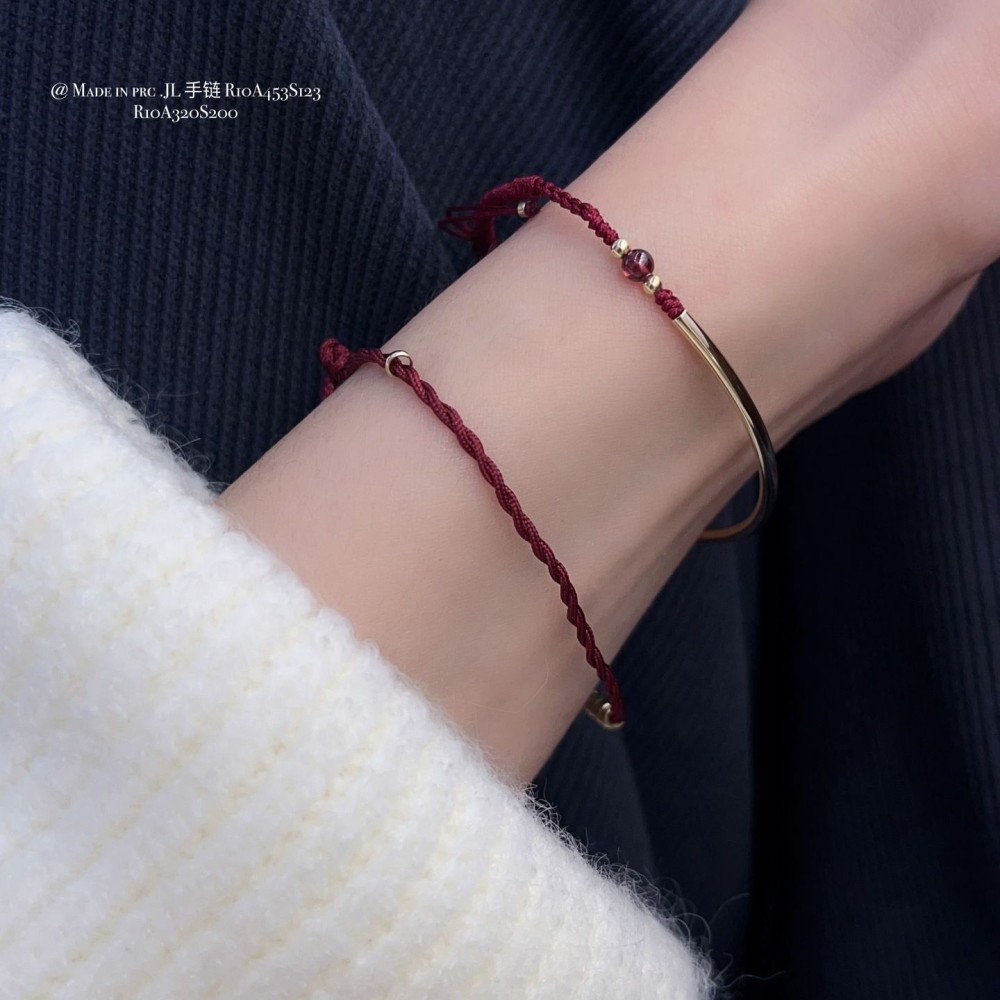  赤黒手紐 ブレスレット  14K 金-059