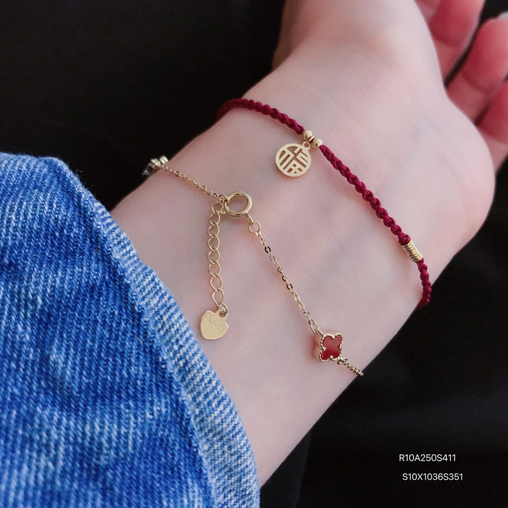  赤黒手紐 ブレスレット  14K 金-061
