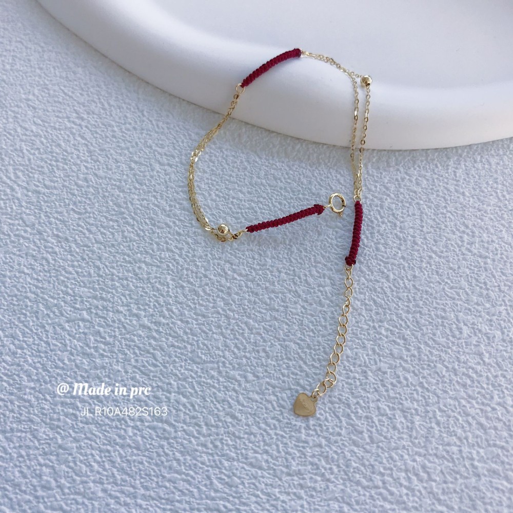  赤黒手紐 ブレスレット  14K 金-063