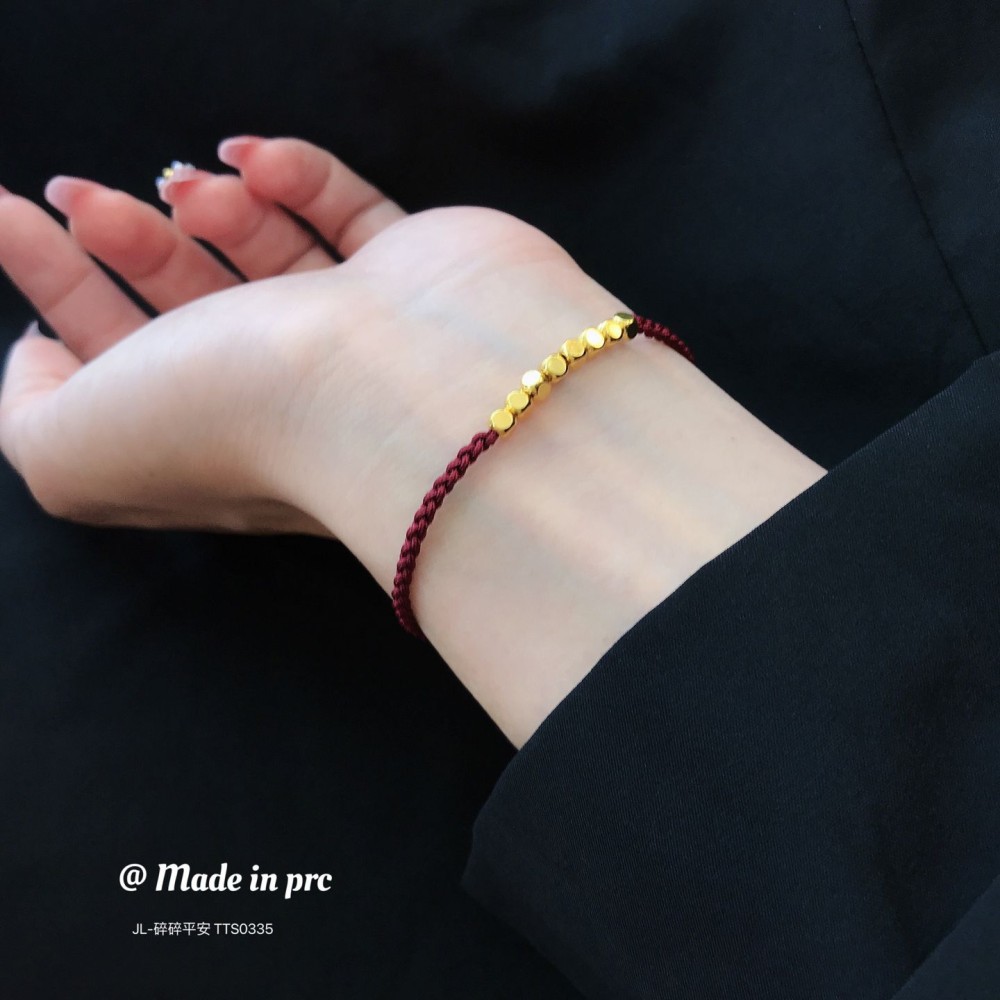  赤黒手紐 ブレスレット  14K 金-078