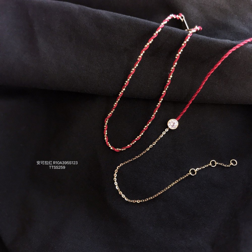  赤黒手紐 ブレスレット  14K 金-081