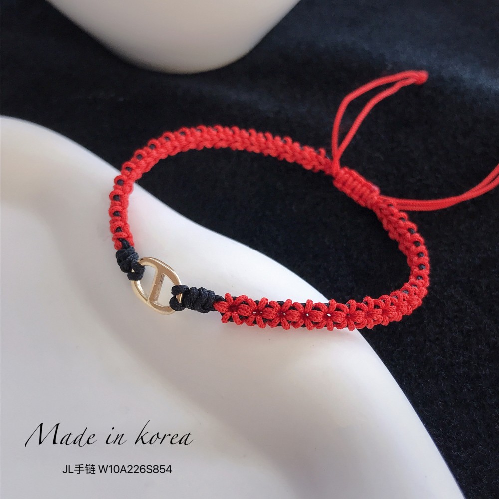  赤黒手紐 ブレスレット  14K 金-096