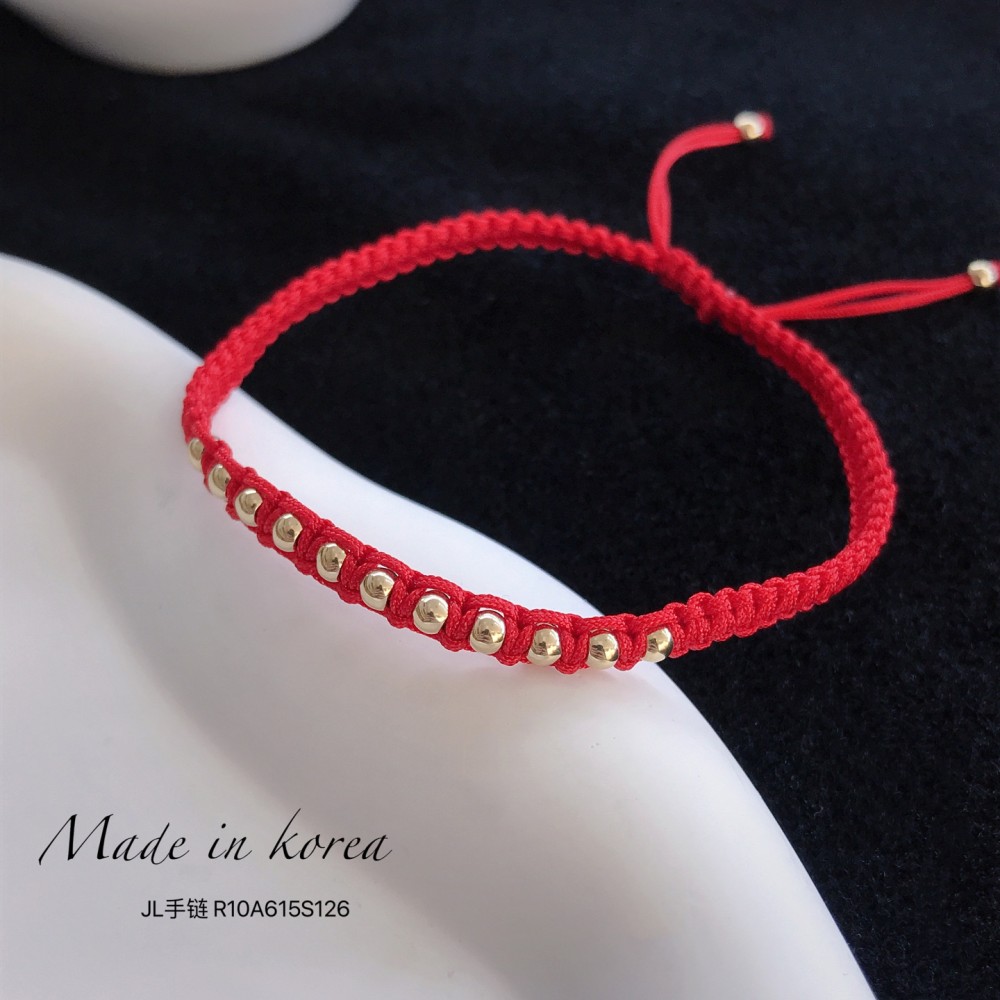  赤黒手紐 ブレスレット  14K 金-097