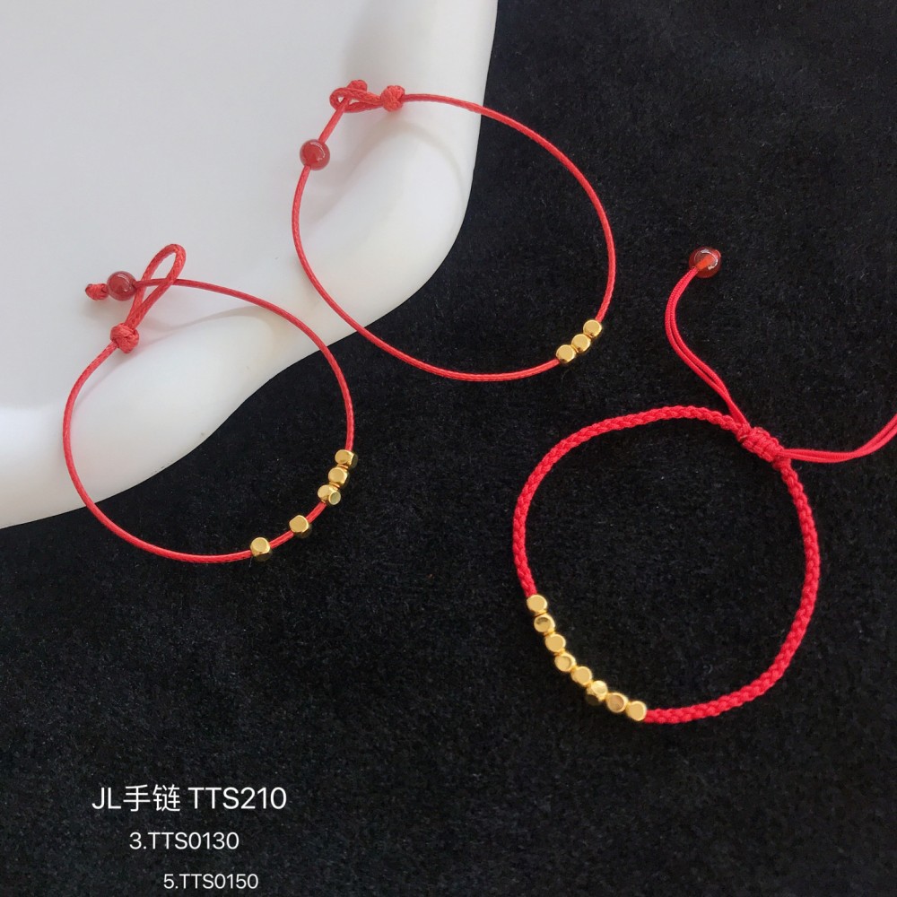  赤黒手紐 ブレスレット  14K 金-101