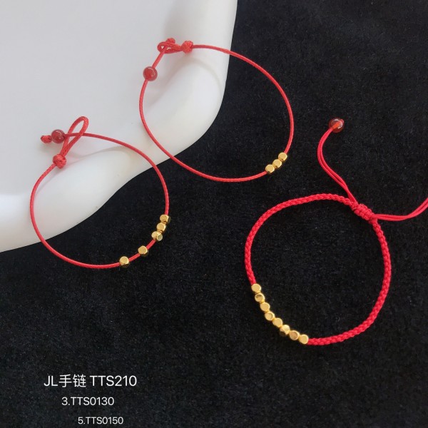  赤黒手紐 ブレスレット  14K 金-101