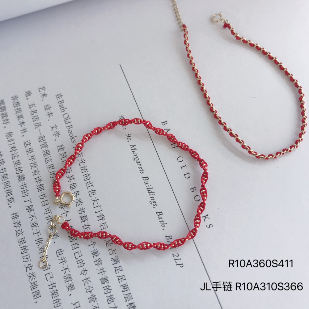  赤黒手紐 ブレスレット  14K 金-103