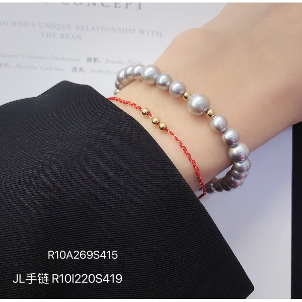  赤黒手紐 ブレスレット  14K 金-105