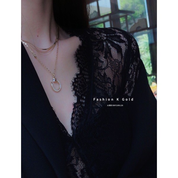 ジルコニアネックレス 14K 金-019