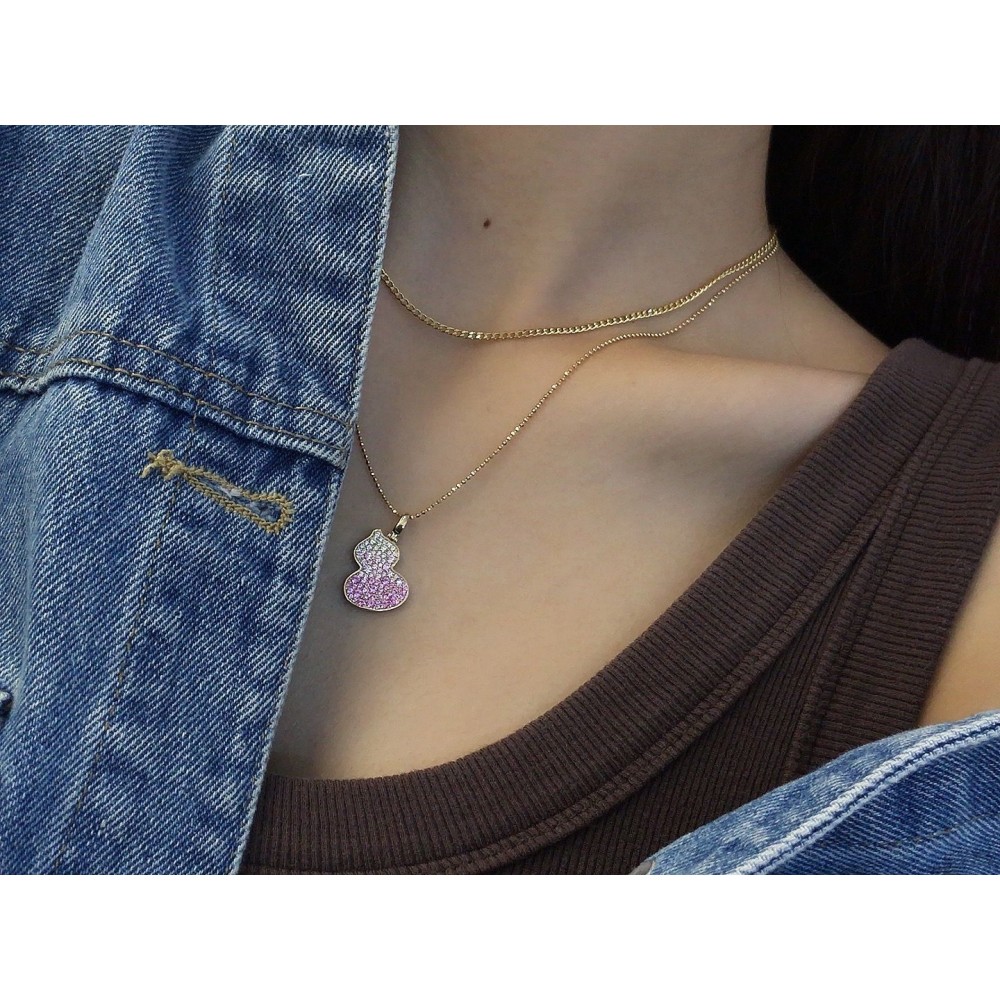 ジルコニアネックレス 14K 金-037